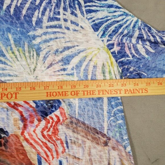 Ali Miles Top Womens XL US Flag Fireworks 3/4 Sleeve Art to Wear Americana Boho - Picture 3 of 7